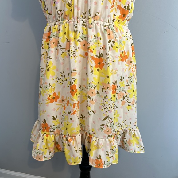 Lauren Conrad Floral Spring Ruffle Midi Short Sleeve V Neck Church Easter Dress - Picture 4 of 7